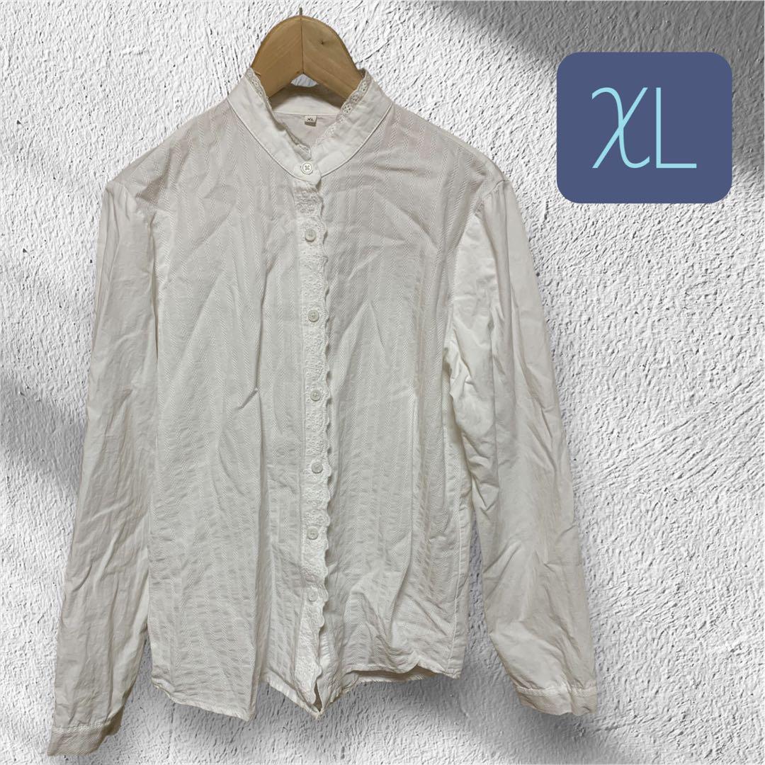 ホワイトシャツ♡XLと表示されていますがMサイズくらい レース 襟 綿100%