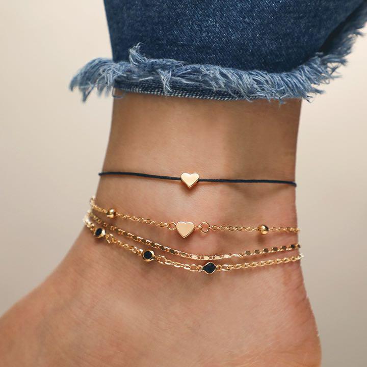 119円 【90%OFF!】 ハートアンクレット 足首ブレスレット アクセサリー おしゃれ ワンポイント