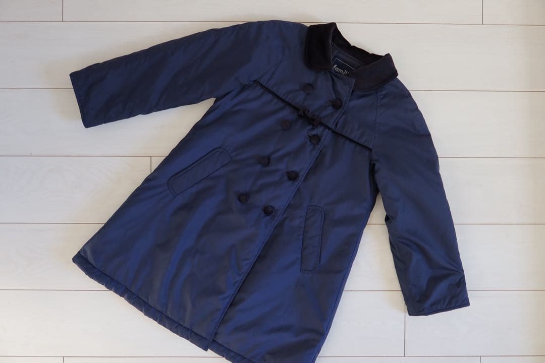 ファミリア オーバーコート 120cm 中綿 ネイビー 紺色 ベルベット120cm・familiar