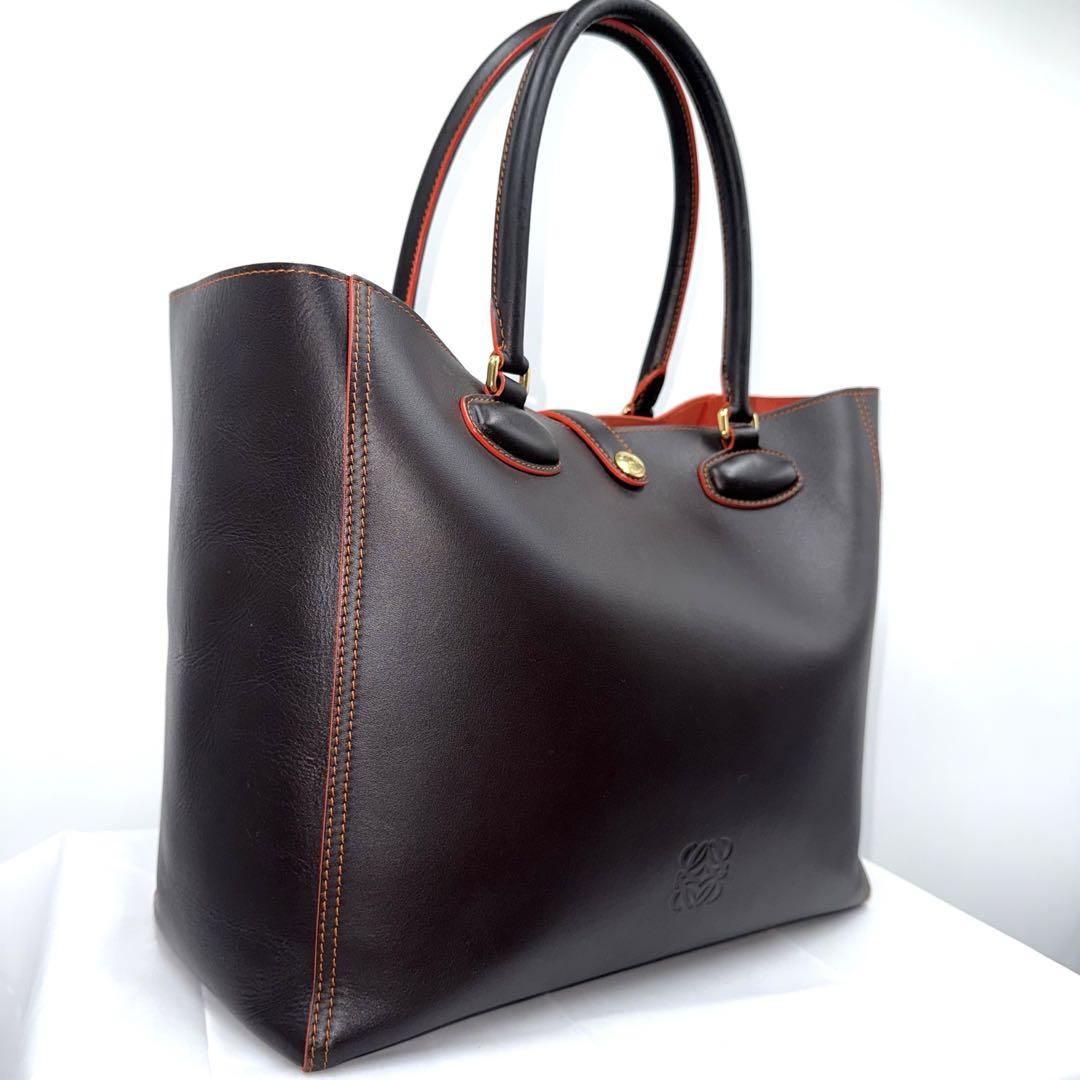 ✨良品✨LOEWE ロエベ レオ LEO トートバッグ ダークブラウン レザー