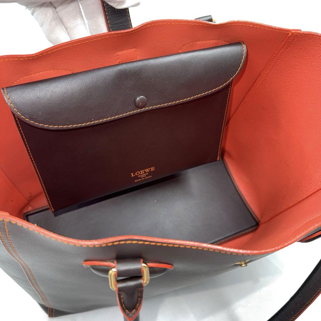 ✨良品✨LOEWE ロエベ レオ LEO トートバッグ ダークブラウン レザー