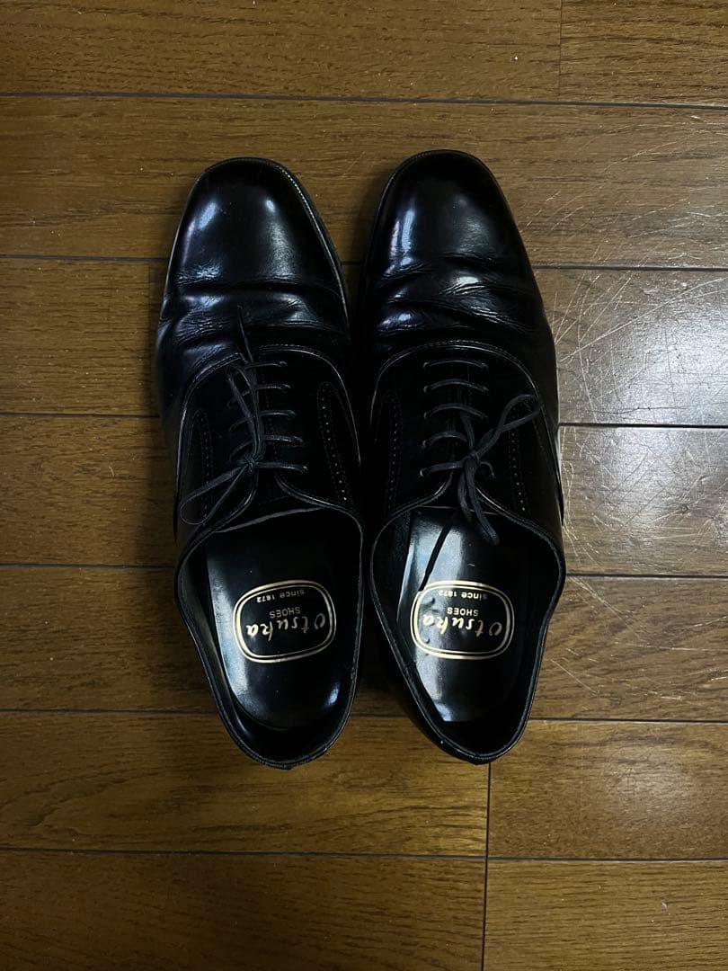 大塚製靴 黒レザー靴 レースアップ24.5cm・大塚製靴