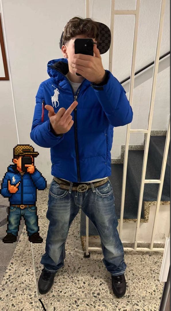 Oさん ポロ ラルフ ローレン 青 ダウンジャケットS