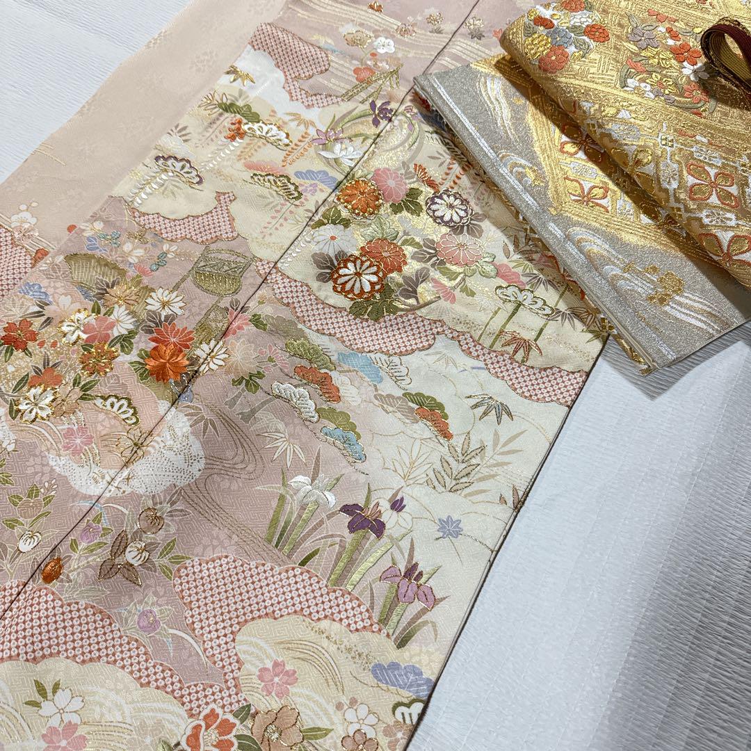 刺繍訪問着 正絹 袷 袋帯 2点セット