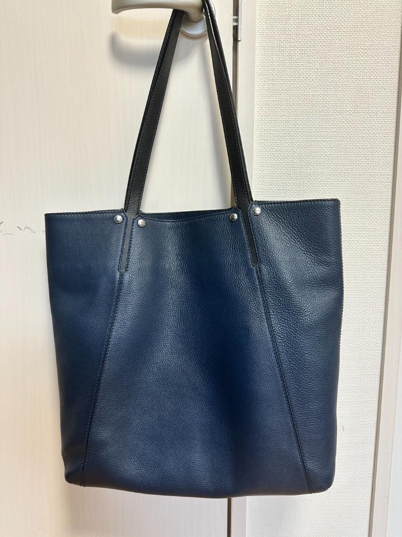 ロ*】様 BVLGARI ネイビー レザー トートバッグ