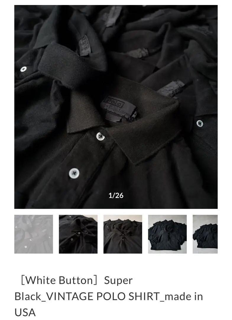 made in usa オールブラック VINTAGE POLO SHIRT