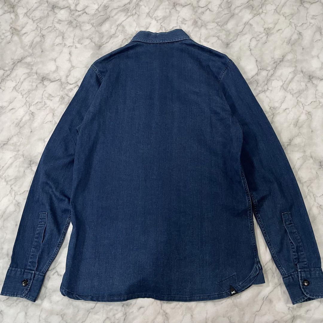 美品 DENHAM デンハム 刺繍 シザーロゴ デニム シャツ 長袖