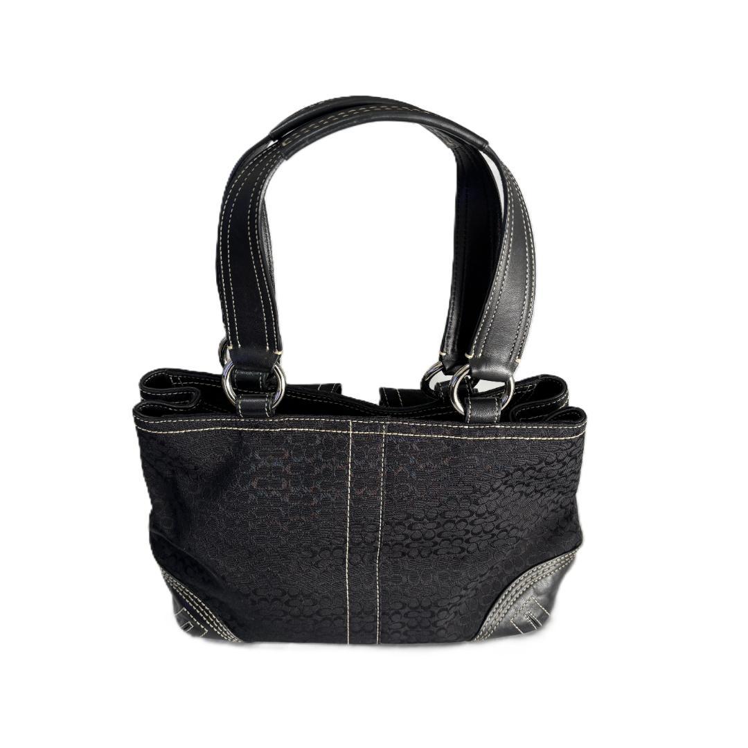 COACH コーチ ミニシグネチャー ハンドバッグ キャンバス レザー3646