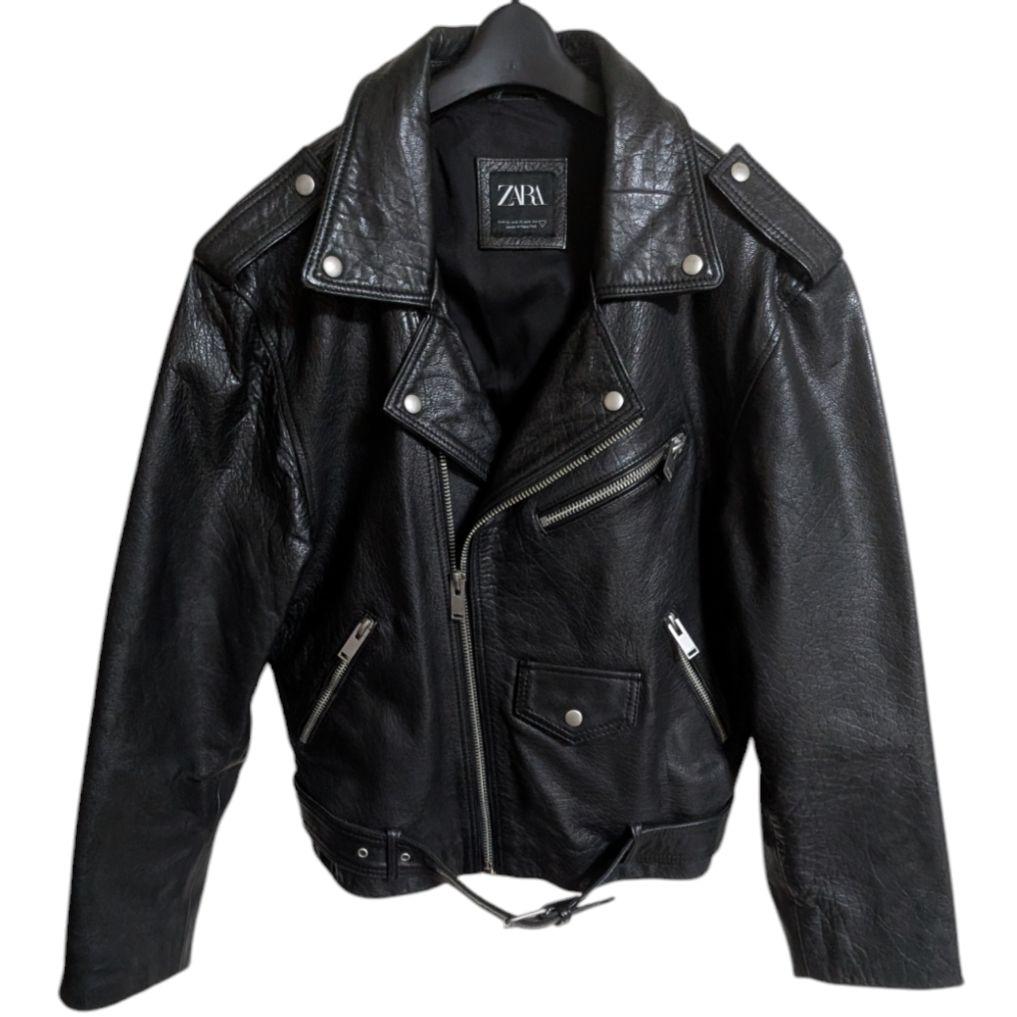 ZARA ザラ 水牛革 シボ革リアルレザー ライダースジャケット XL ZARA ザラ 水牛革 シボ革リアルレザー ライダースジャケット XL