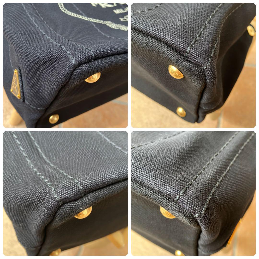 ✨美品✨PRADA カナパ S ブラック ストライプ ショルダーバッグ