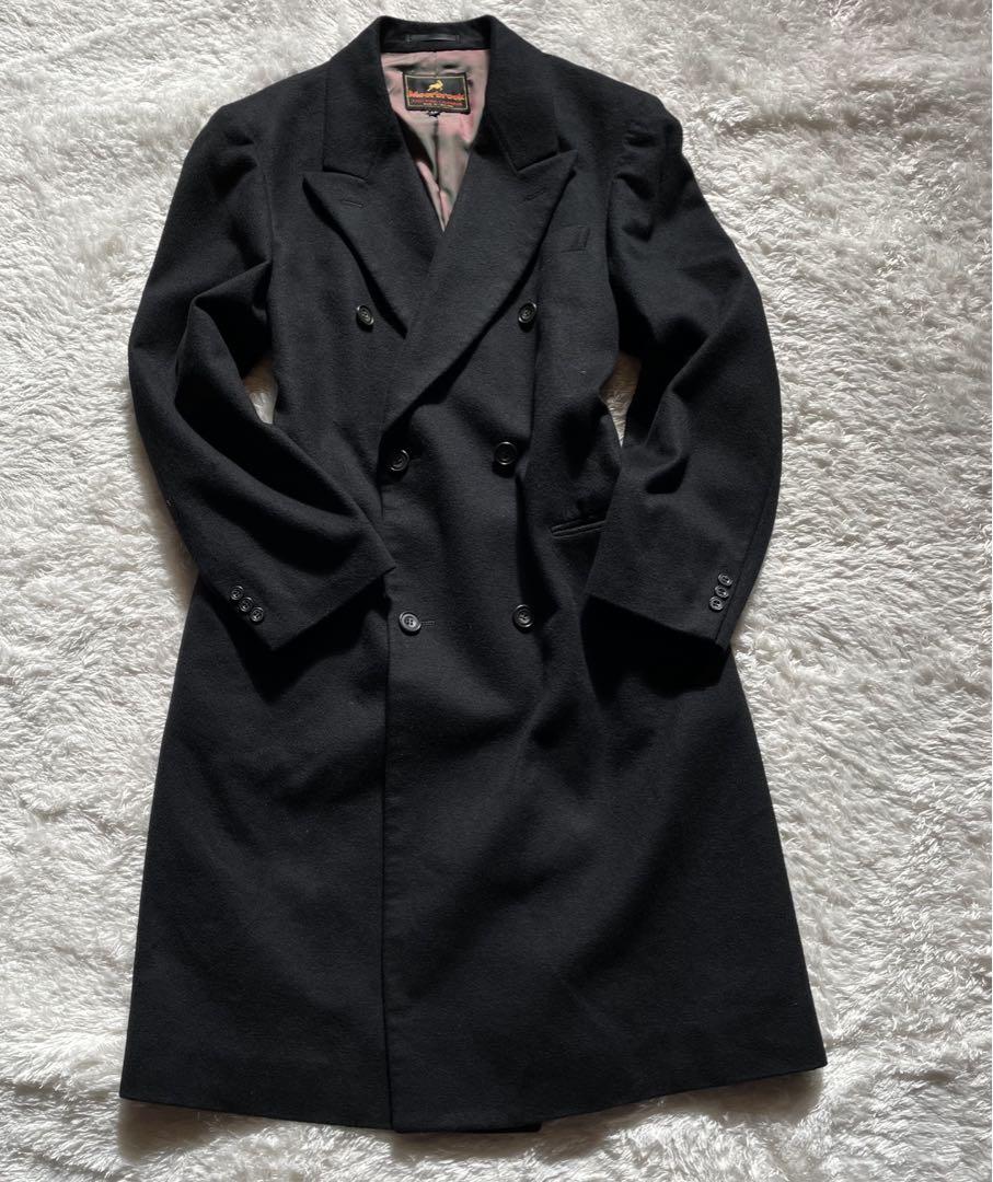 【美品】カシミヤ100% 玉虫色裏地 メンズ チェスターコート ダブルブレスト