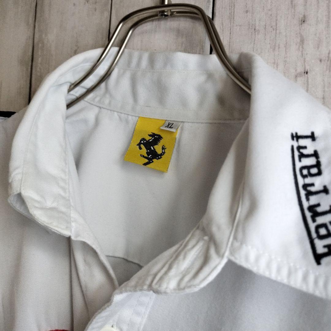 【総刺繍】Ferrariマルボロ 半袖ピットシャツ XXLサイズ ホワイト