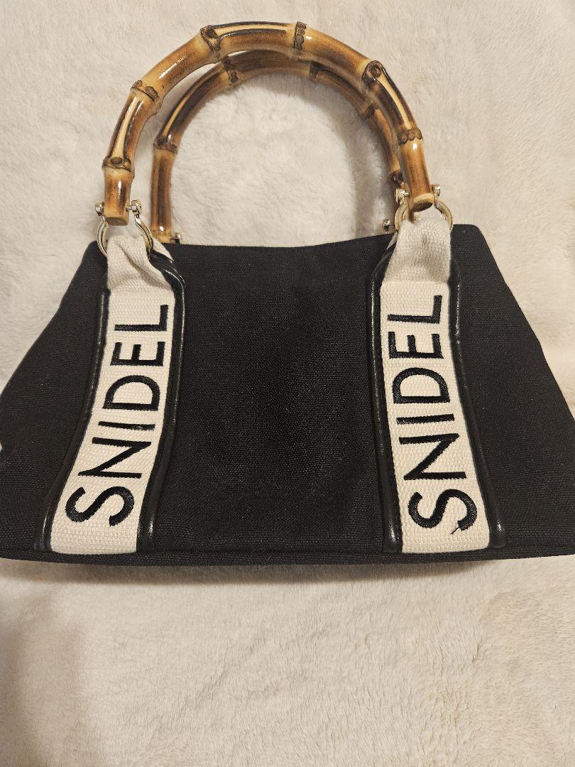 SNIDEL 黒 トートバッグ 竹ハンドル