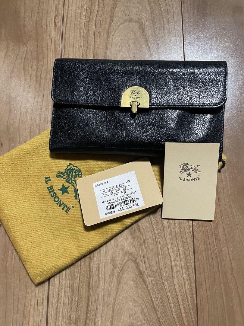 【価格交渉OK】IL BISONTE 留め金ロック式長財布 C0836 黒革