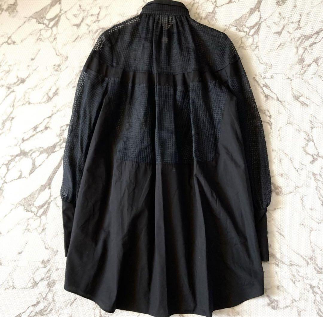 美品✳︎サカイ 異素材切替えボウタイチュニックシャツ