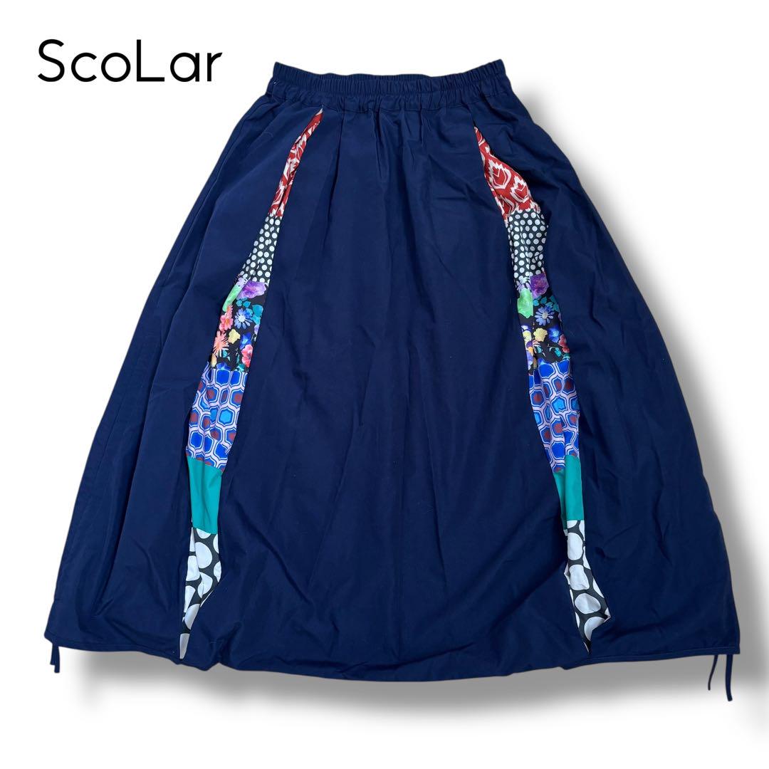 【ScoLar】柄切替変形モンキーパンツ