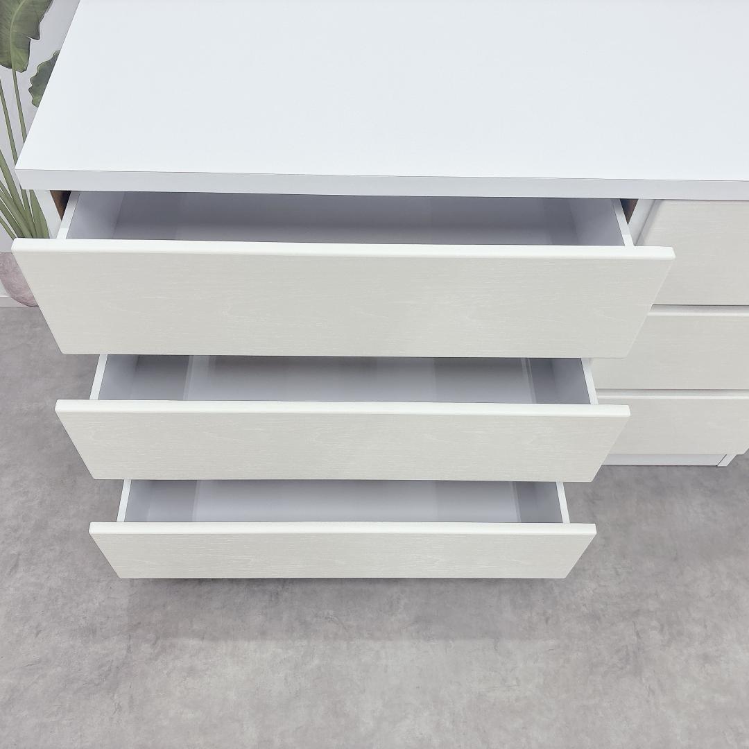 幅120 チェストローチェスト　ホワイト 完成品 木製 （傷あり）
