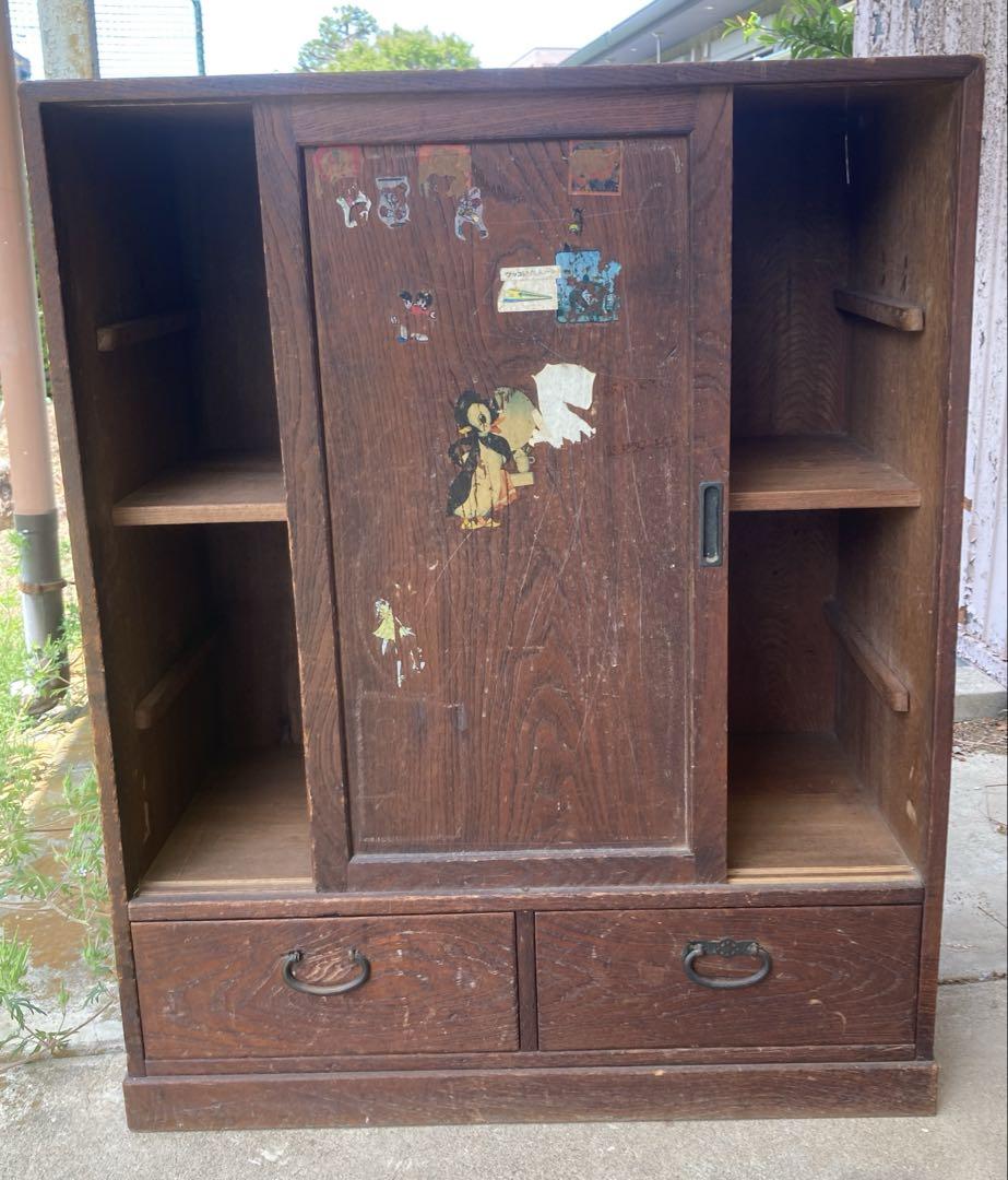 75年以上前のレトロな戸棚　木の釘使用　高さ75.5cm