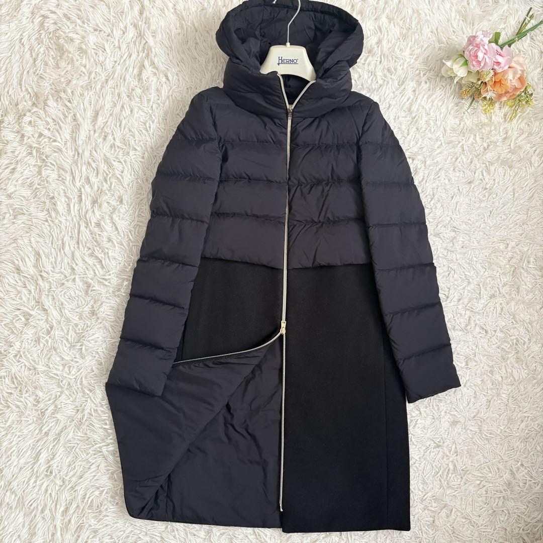 美品♡HERNO エストネーション別注 切り替え ダウン コート M ブラック