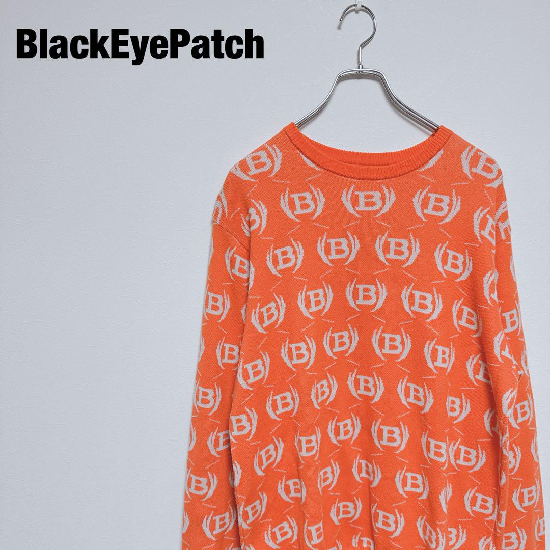 BlackEyePatch オレンジ ロゴニットセーター size M-L相当