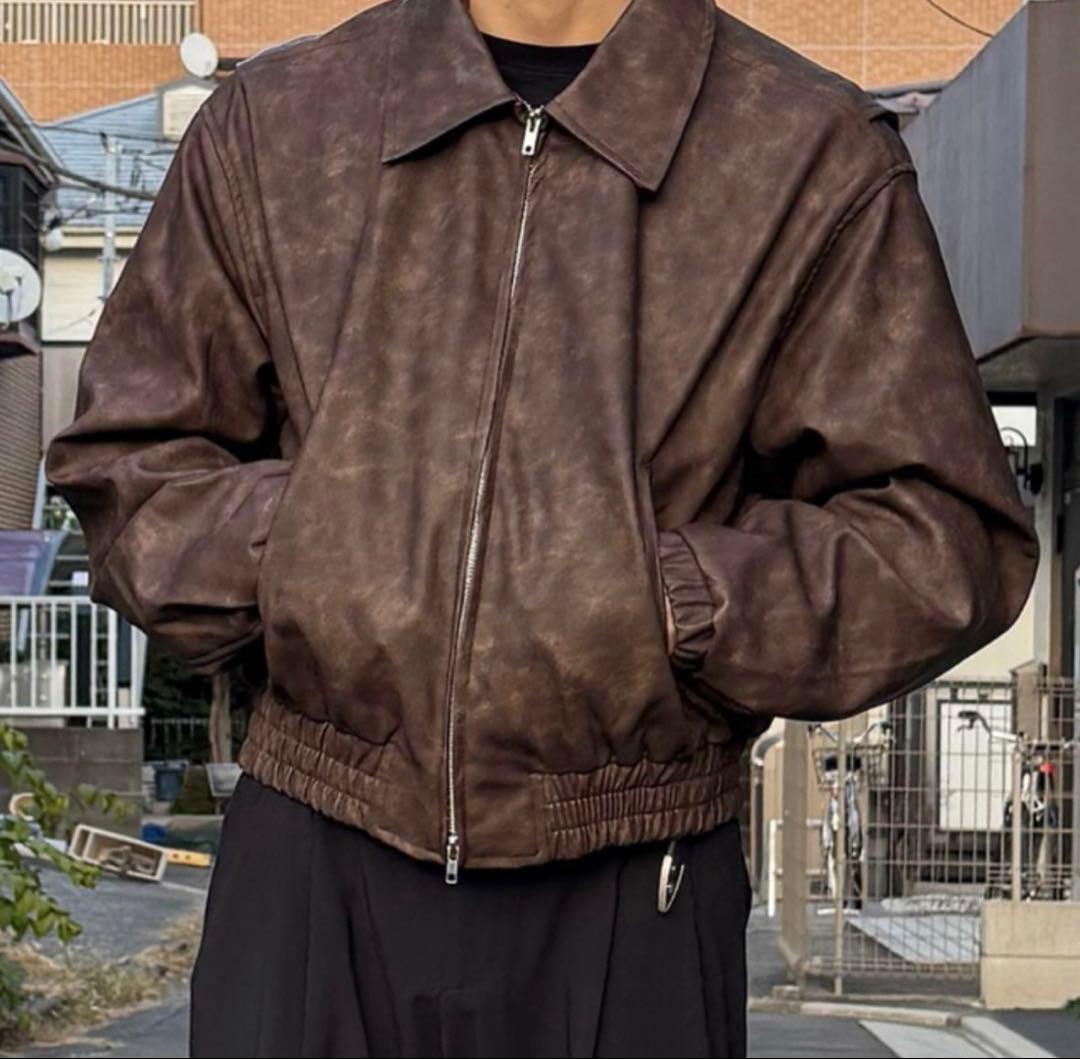 【ELA Ko,z】ヴィンテージダブルジップレザージャケット 短丈 L