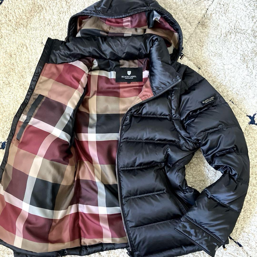 【美品✨】4way ブラックレーベルクレストブリッジ　ダウン　チェック　黒　Ｌ