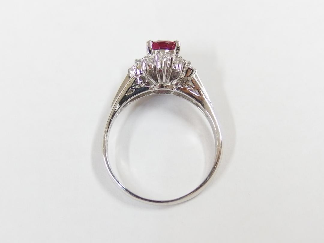 Pt850 ピンクトルマリン0.90ct ダイヤ0.27ct 指輪 13.5号