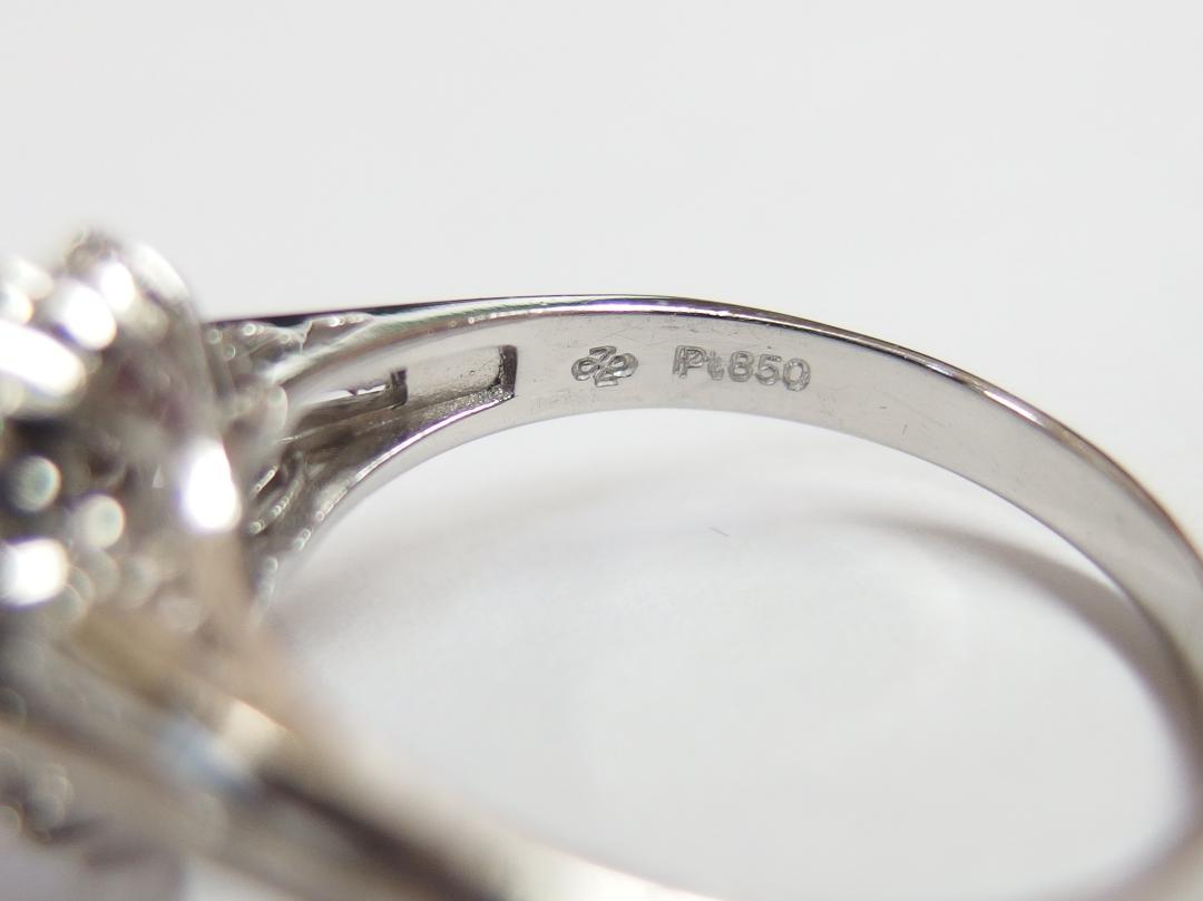 Pt850 ピンクトルマリン0.90ct ダイヤ0.27ct 指輪 13.5号