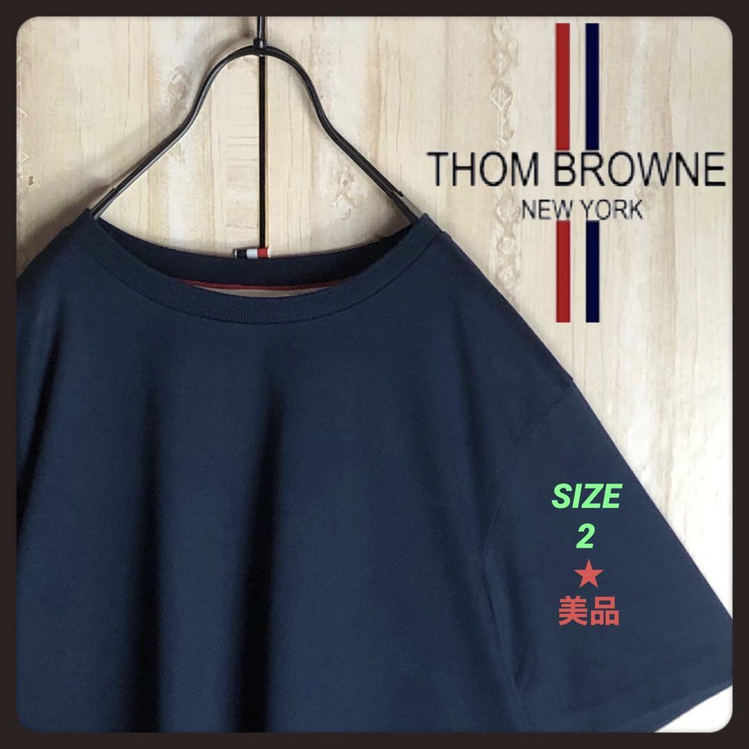 THOM BROWNE トムブラウン tシャツ 半袖 ボーダー ワッペン付きトップス