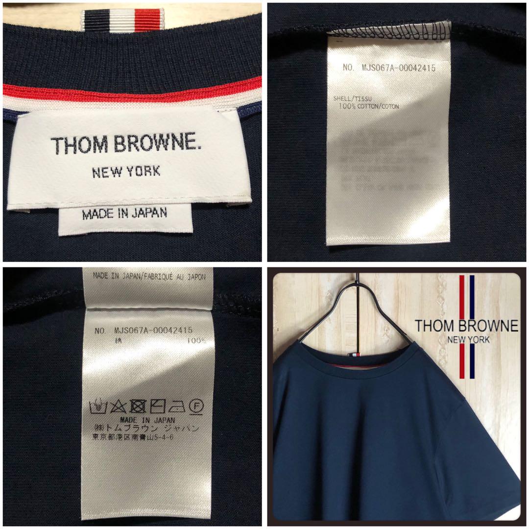 THOM BROWNE トムブラウン tシャツ 半袖 ボーダー ワッペン付き