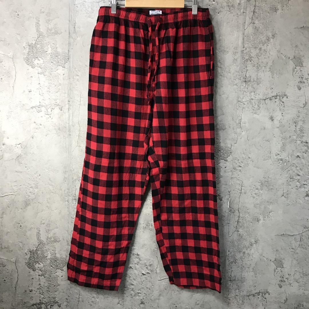 yz69古着　チェックパンツ　パジャマパンツ　赤　黒　90s Y2K