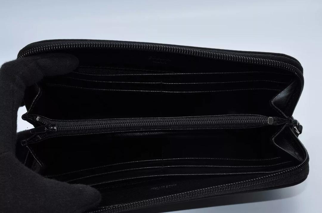 未使用 PRADA プラダ ロゴプレート 長財布 ナイロン レザー 箱、カード付
