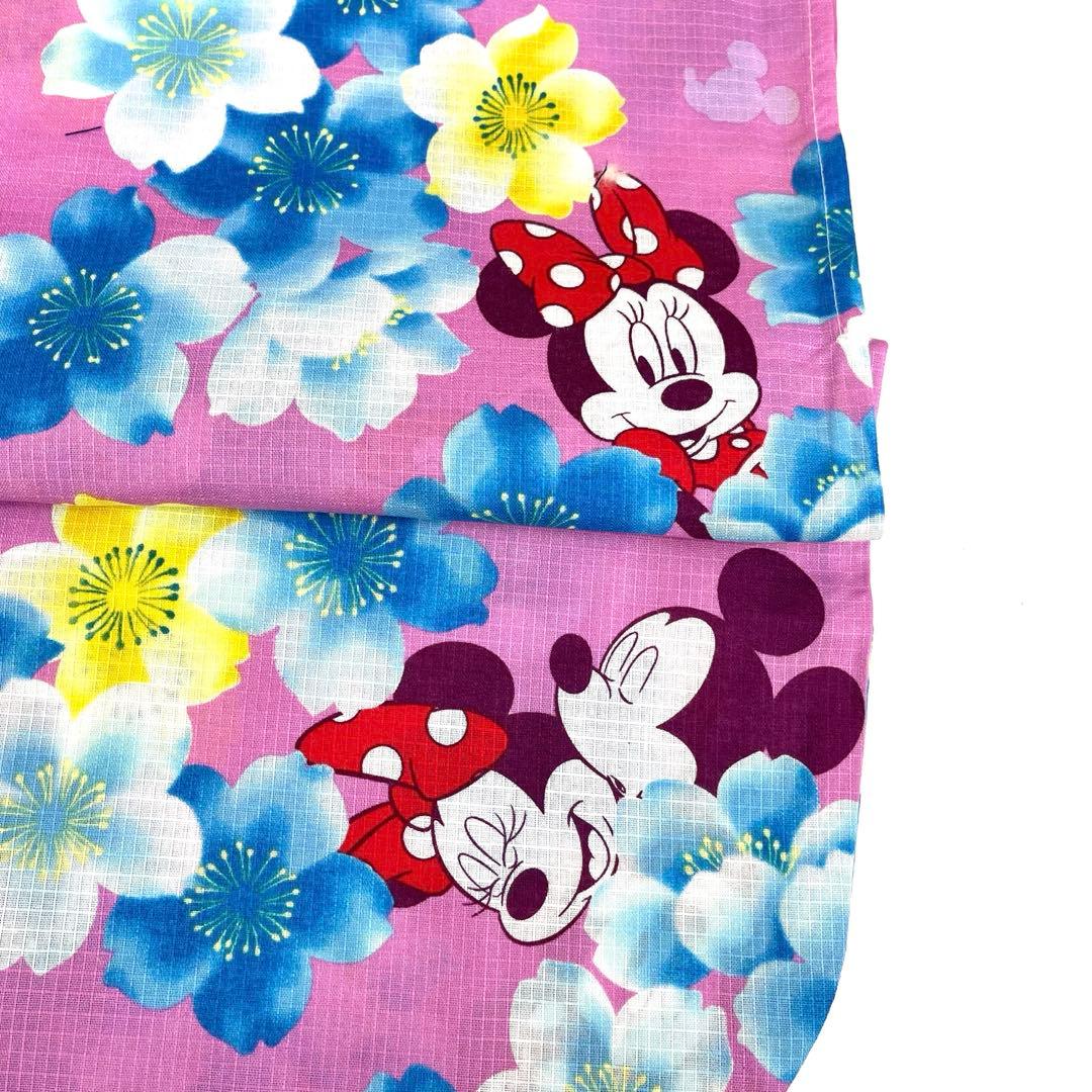 【着物と帯 時流】◆新品 女の子浴衣◆120㎝ ミッキー＆ミニー 綿紅梅