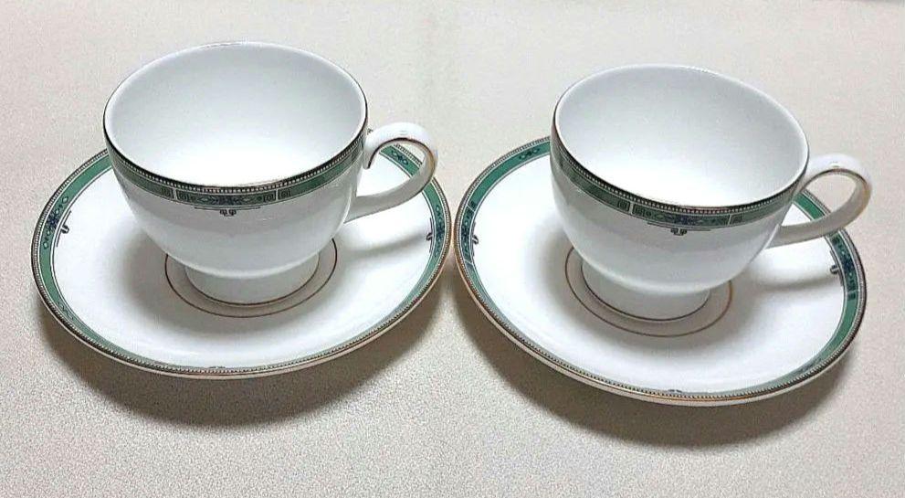 WEDGWOOD ボーンチャイナ JADE コーヒー碗&ソーサー（2客）美品