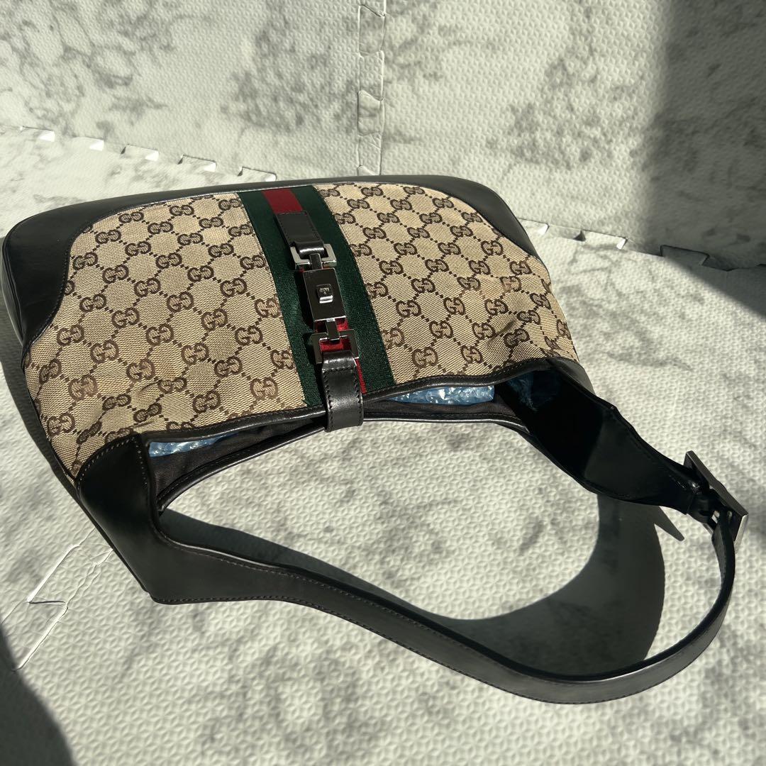 グッチ ショルダーバッグ ジャッキー シェリーライン GG柄 キャンバス レザー