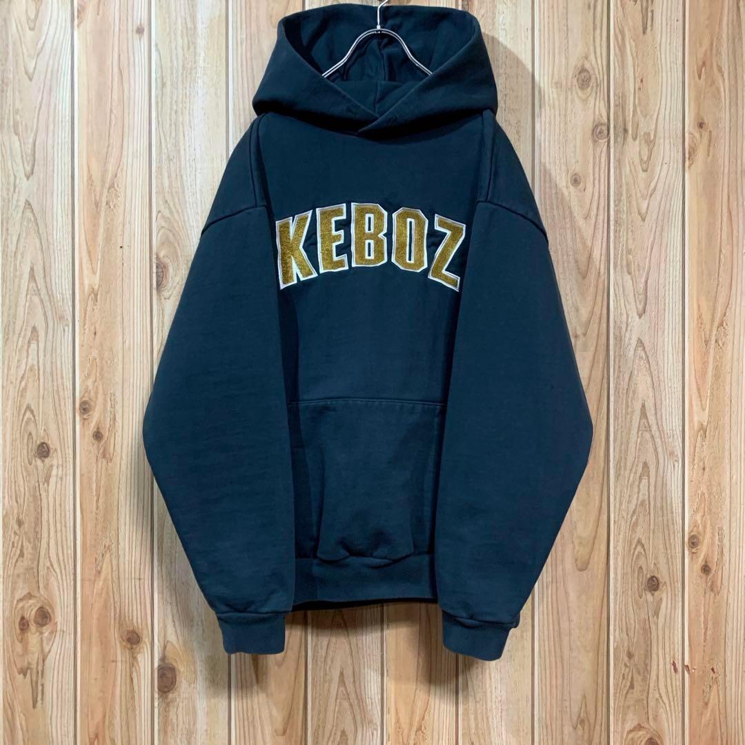 『人気色』KEBOZ パーカー ◎デカロゴ パイル刺繍 ヘビーコットン 太アーム