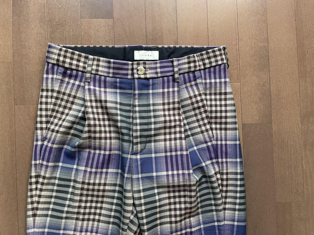 JieDa チェック柄 パンツ スリムフィット ズボン パープル