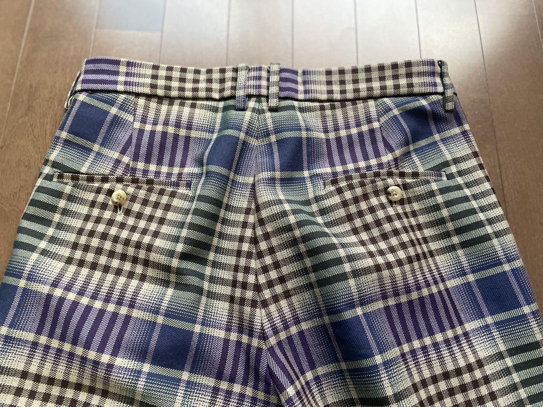 JieDa チェック柄 パンツ スリムフィット ズボン パープル