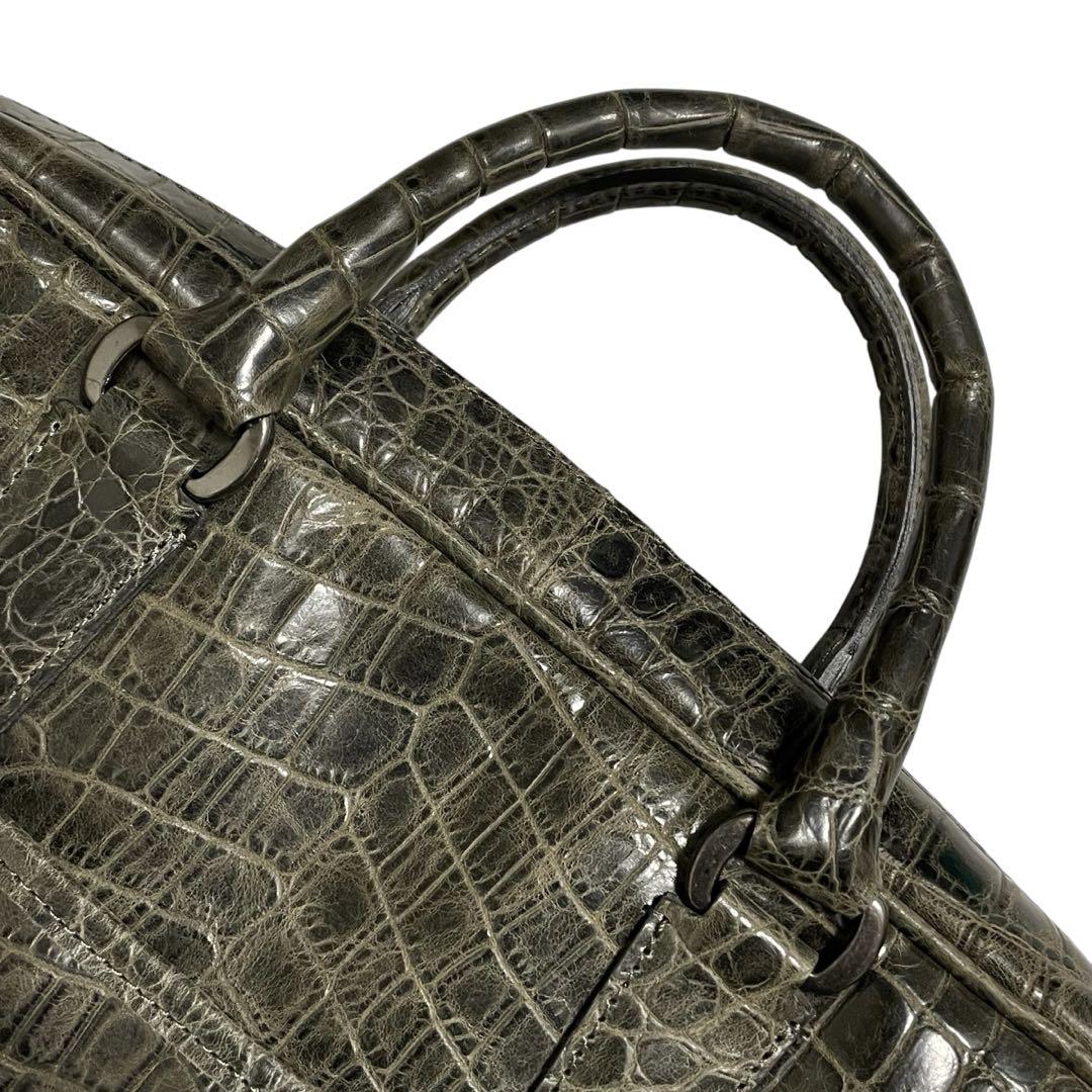 【極美品】artigiano 現行品 クロコダイル 2WAYビジネスバッグ 黒系