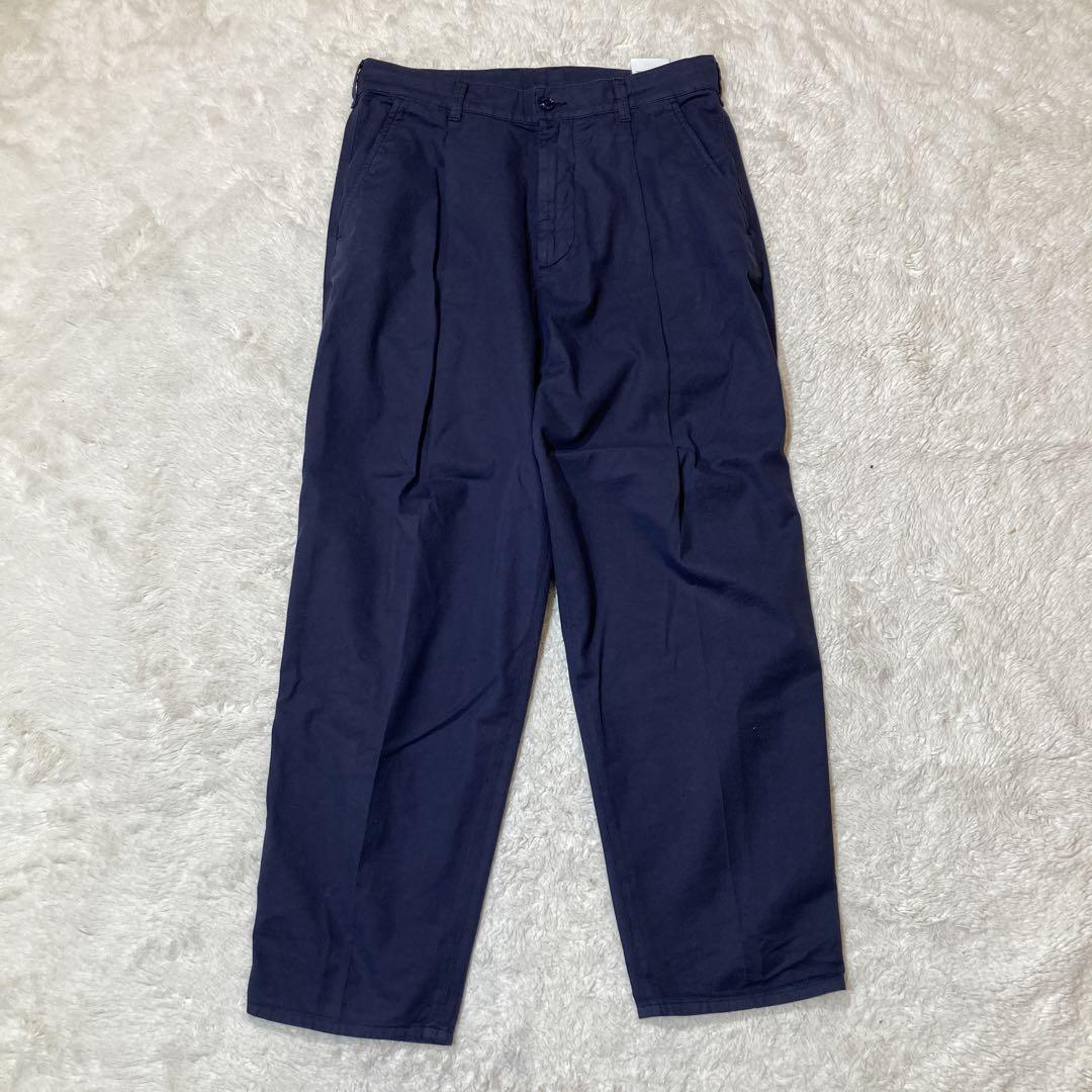MONCLER モンクレール コットンリネン ワイドパンツ ワッペン ネイビー MONCLER モンクレール コットンリネン ワイドパンツ ワッペン ネイビー