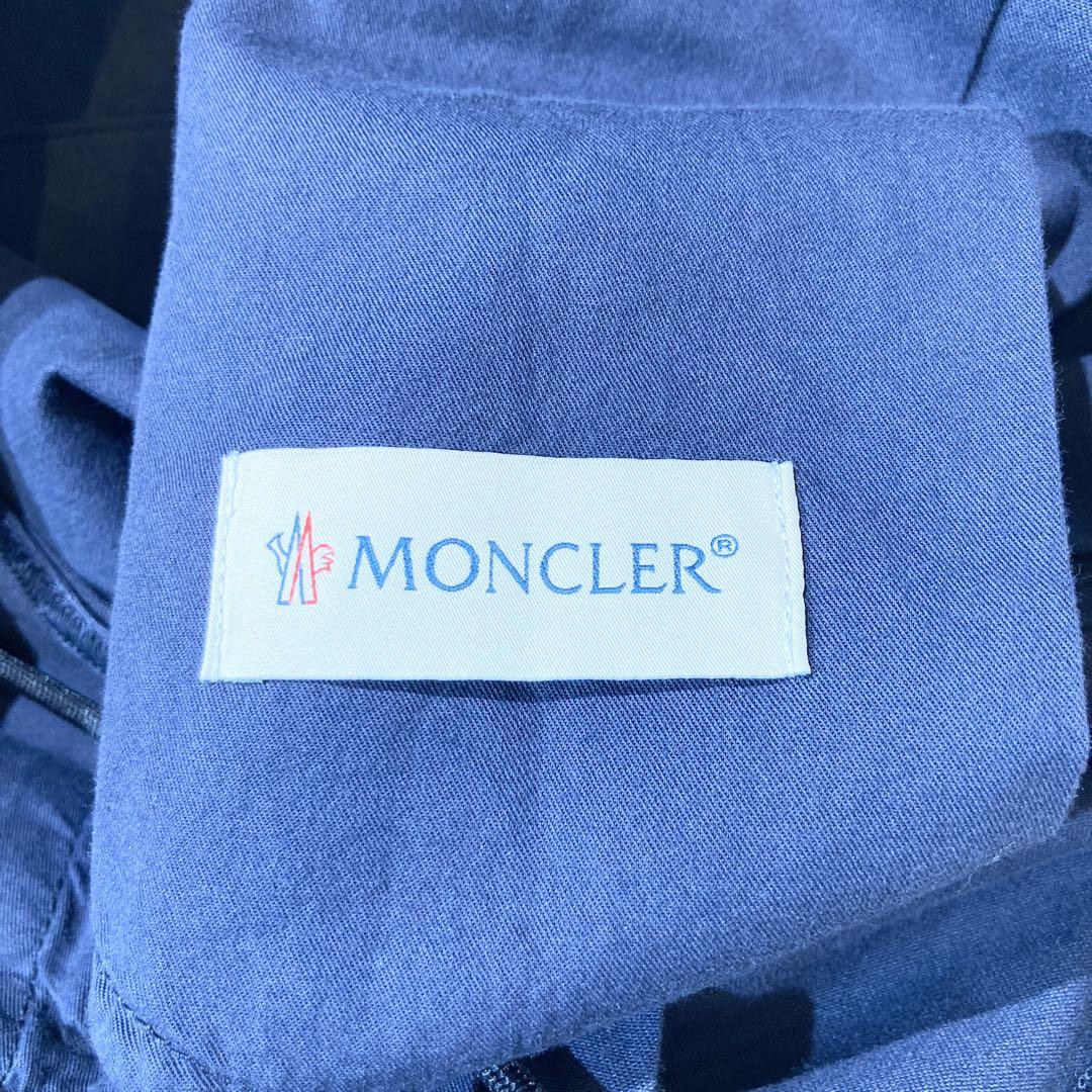 MONCLER モンクレール コットンリネン ワイドパンツ ワッペン ネイビー MONCLER モンクレール コットンリネン ワイドパンツ ワッペン ネイビー