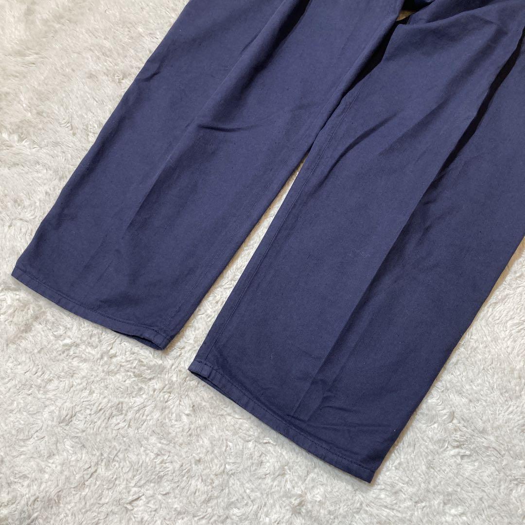 MONCLER モンクレール コットンリネン ワイドパンツ ワッペン ネイビー MONCLER モンクレール コットンリネン ワイドパンツ ワッペン ネイビー