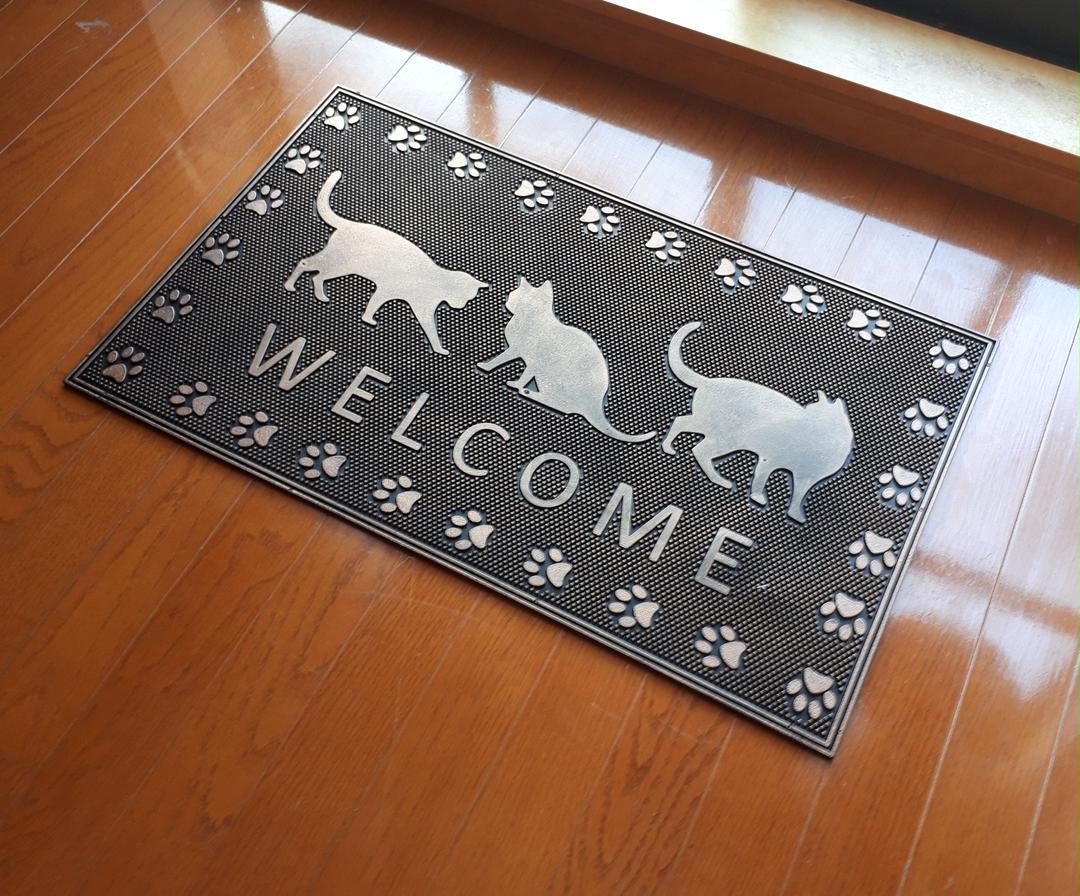 キャット】アンティーク調 玄関マット 屋外マット 猫マット 子猫 猫 ...
