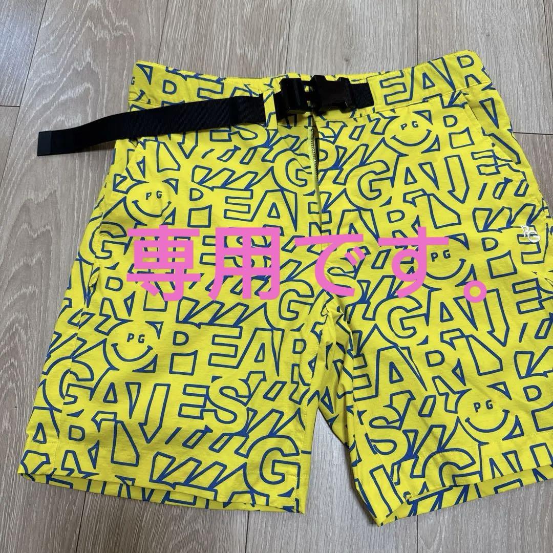 パーリーゲイツ イエロー グラフィックプリント ハーフパンツ