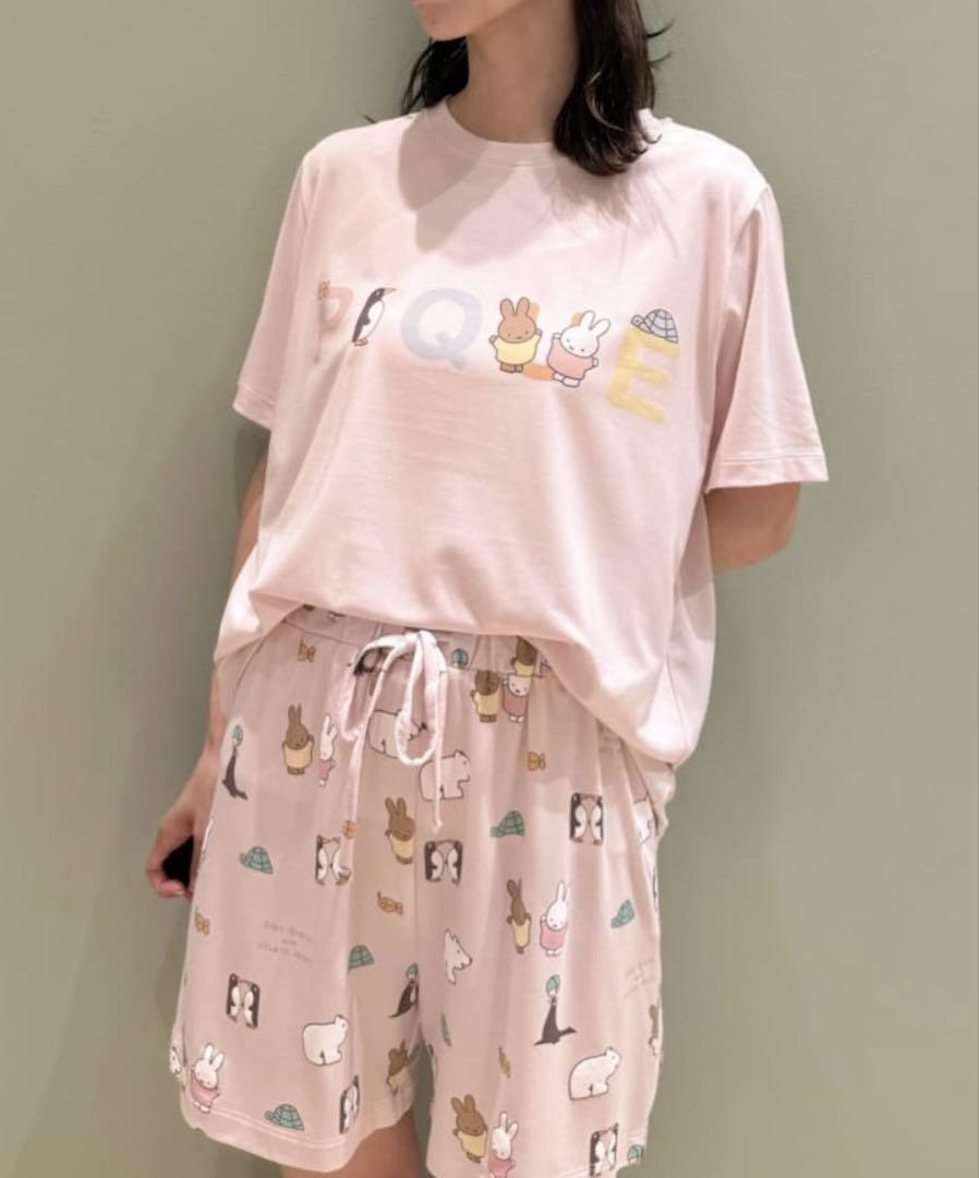 ジェラートピケ　ミッフィーワンポイントTシャツ&ショートパンツ　ピンク
