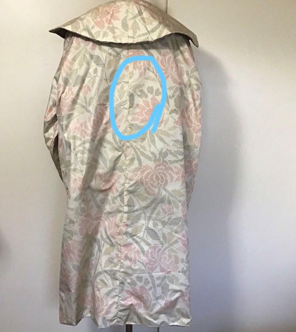 2枚のな大島紬のお着物から　幾何学模様 大きな襟 ロングコート