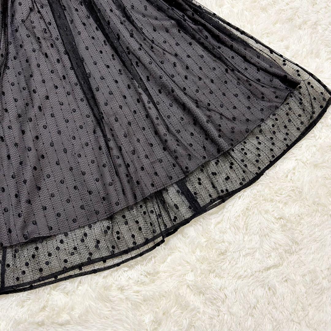 未使用 25SS グレースコンチネンタル ビーズ刺繍ドット ボウタイ ワンピース