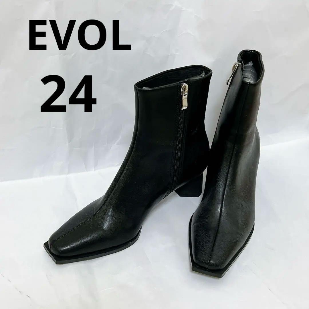 EVOL イーボル レディース ブーツ スクエア ブーティ ショートブーツ 24