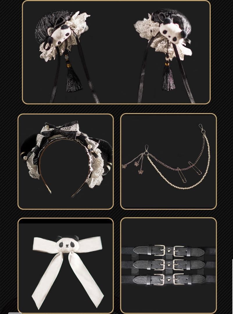 ロリータアナル 在庫あり パンダメイド 中華風ロリィタ メイドコス ロリータ ワンピース