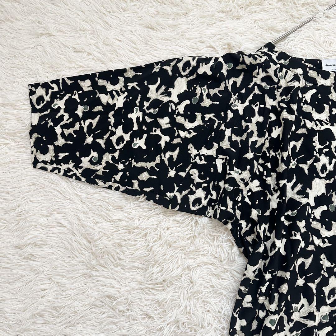 美品✨️フェラガモ 現行 総柄 ワンピース シルク100% 大きいサイズ 3XL